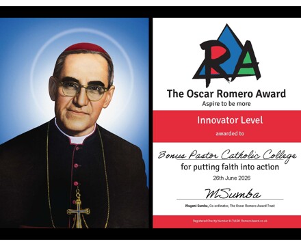 Bonus pastor catholic college oscar romero award certifcates innovator level